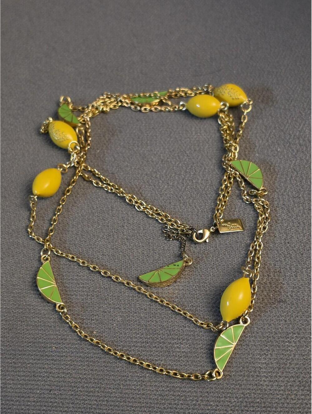 RARE lilly pulitze Lemon Lime Goldtone Necklace 32"